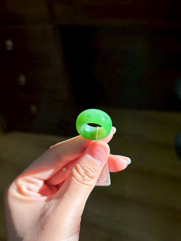 Nephrite Apple Green Wide Band Ring